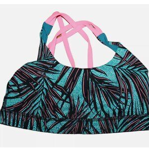Lululemon Energy Bra Mini Palm Lace Tofino Teal Multi / Flash Light US 6 sports